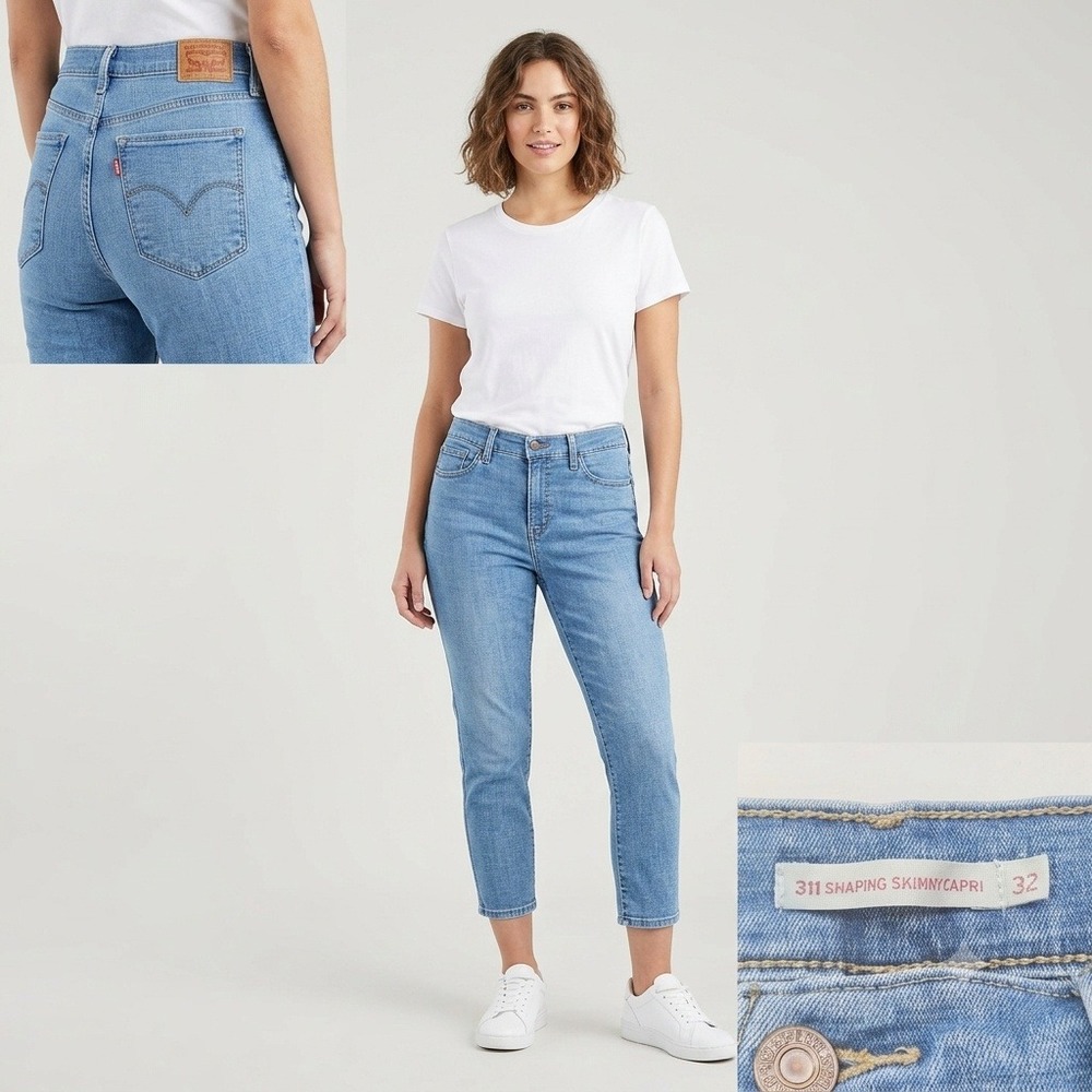 Levi's 311 Shaping Skinny Capri Women 32 Blue Medium Wash Stretch Denim Jeans